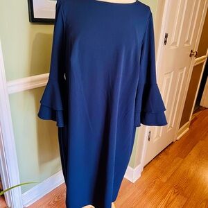 Calvin Klein Navy 3/4 Sleeve Sheath Dress